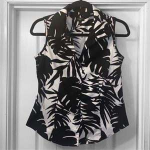Talbots PETITE Sleeveless Perfect Palm Leave
Print Blouse
